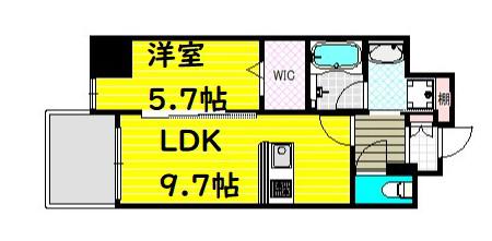 ドミツィール福(1LDK/8階)の間取り写真