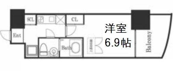 SERENITE福島SCELTO(1K/9階)の間取り写真