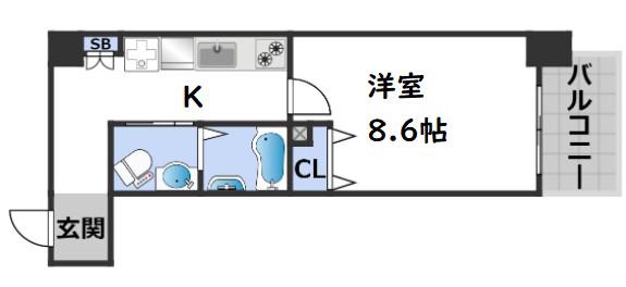 JINO新町(1K/2階)の間取り写真