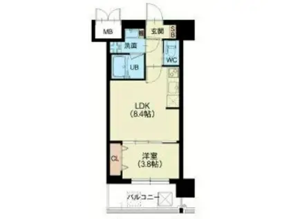 スプランディッド難波サウス(1LDK/3階)の間取り写真