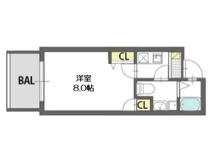 ドゥエリング天満(1K/8階)の間取り写真