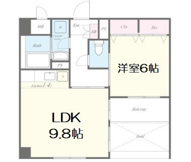ぐらんしゃりお もあ(1LDK/3階)の間取り写真