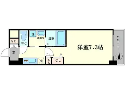 エスリード難波ウエスト(1K/7階)の間取り写真