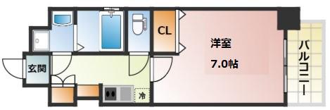 ジアコスモ難波南(1K/3階)の間取り写真