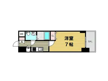 S-RESIDENCE難波BRILLER(1K/15階)の間取り写真