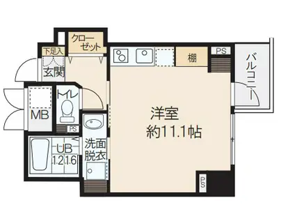 ルーセントオーデン難波(ワンルーム/6階)の間取り写真