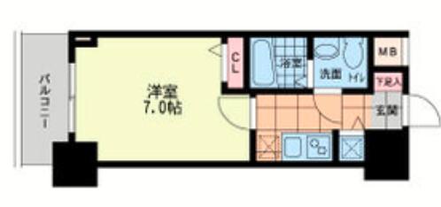 S-RESIDENCE難波BRILLER(1K/9階)の間取り写真