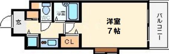 ディナスティ松屋町(1K/7階)の間取り写真