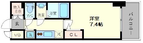 エスリード松屋町サウス(1K/11階)の間取り写真