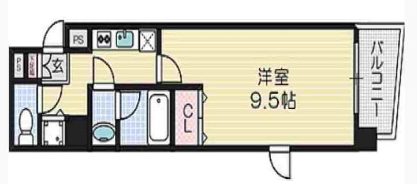 エスライズ本町東(1K/13階)の間取り写真