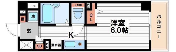クリザンテーメ大手前(1K/6階)の間取り写真