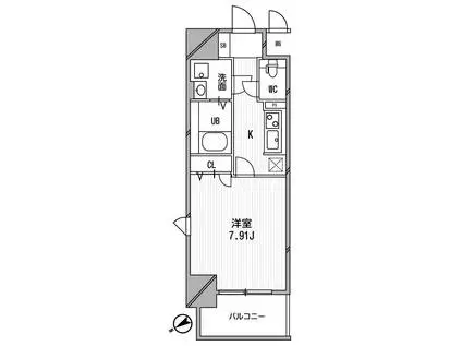 アーデン谷町(1K/2階)の間取り写真