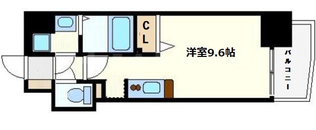 アクアプレイス南堀江(ワンルーム/9階)の間取り写真