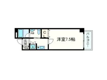 フィオレ立売堀(1K/4階)の間取り写真