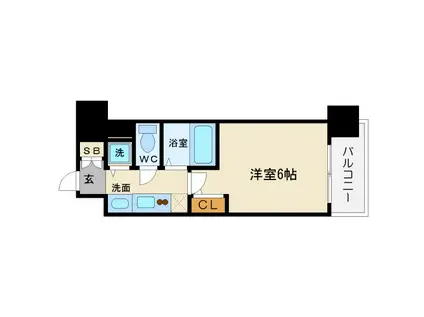 プレサンス上町台東平(ワンルーム/4階)の間取り写真