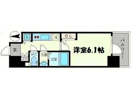 エスリード松屋町サウス(1K/6階)の間取り写真