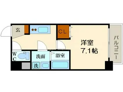 グランパシフィック北新町(1K/14階)の間取り写真