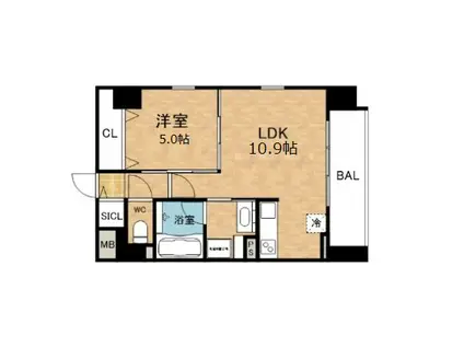 MARE SHITADERA-MACHI(1LDK/10階)の間取り写真