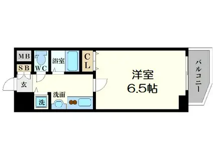 プレサンス難波リバーオアシス(1K/12階)の間取り写真