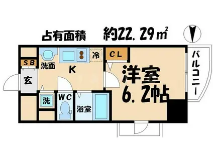 プレサンス心斎橋ルティア(1K/3階)の間取り写真