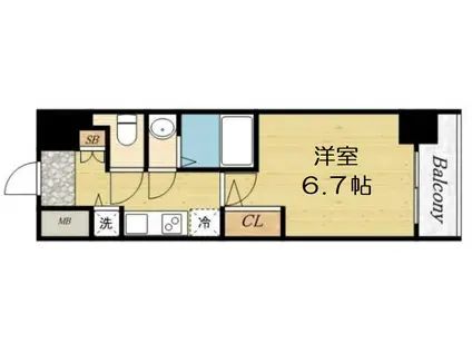 エスリード松屋町サウス(1K/8階)の間取り写真