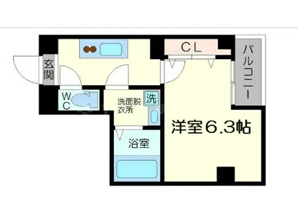 グランパシフィック木川東(1K/2階)の間取り写真