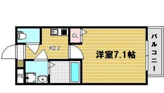 グランエクラ加島Ⅱ(1K/1階)の間取り写真