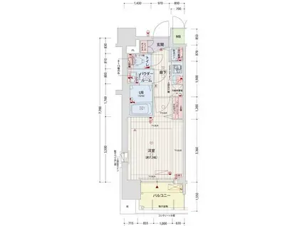 クリスタルグランツ難波Ⅱ(1K/3階)の間取り写真