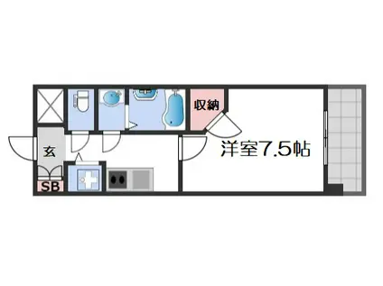 ワールドアイ難波南PORTA(1K/3階)の間取り写真