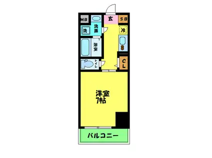 プランドール大手前レジデンス(1K/10階)の間取り写真