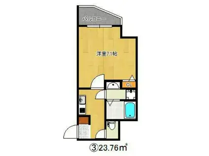 ラパンジール四天王寺東(1K/5階)の間取り写真