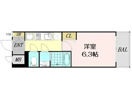 プレサンス難波クチュール(1K/7階)の間取り写真