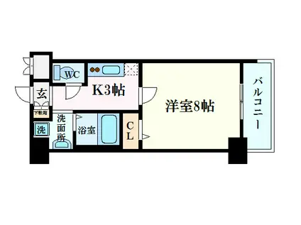 ヴィラリヴィエール(1K/5階)の間取り写真