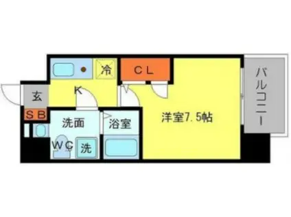 TS SQUARE大阪城(1K/4階)の間取り写真