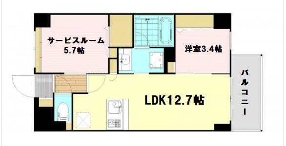 リアン カーサ長柄(1SLK/3階)の間取り写真