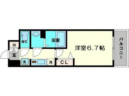 スワンズシティ大阪城コスタ(1K/9階)の間取り写真