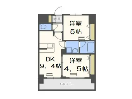 エステムプラザ難波ウエストⅡプレディア(2DK/9階)の間取り写真