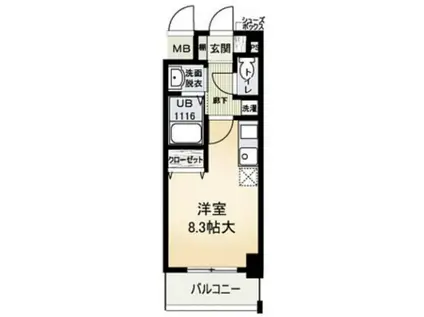 ウィスタリア新北野(ワンルーム/7階)の間取り写真