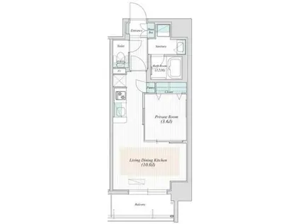 アーバネックス堂島(1LDK/12階)の間取り写真