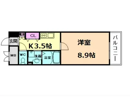 ミモサ中津(1K/5階)の間取り写真