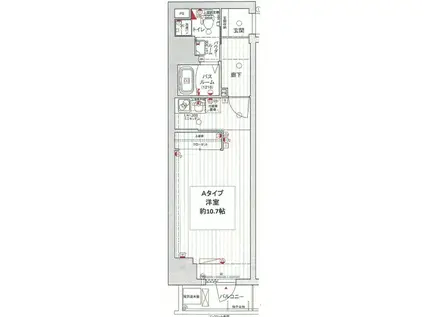 エグゼ難波東(1K/9階)の間取り写真