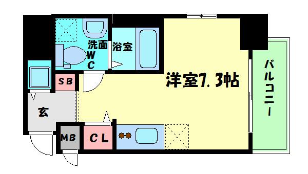 ベルエ難波西(ワンルーム/2階)の間取り写真