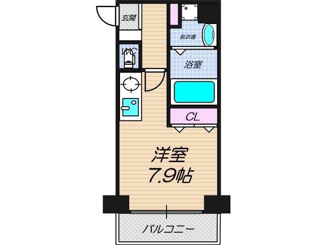 エグゼ天王寺Ⅱ(ワンルーム/8階)の間取り写真