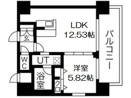 プレジオ難波ウエスト(1LDK/2階)の間取り写真