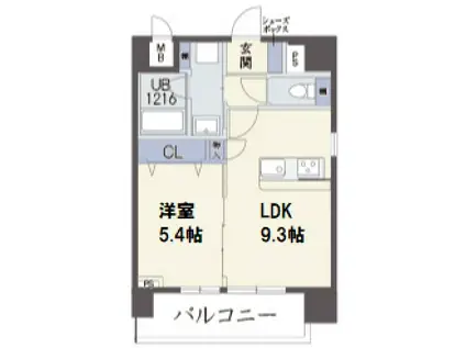 ノブレ梅北(1LDK/4階)の間取り写真