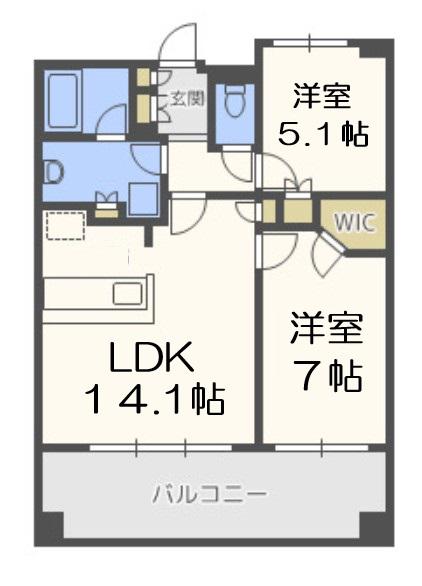 ポートヴィラ靭公園(2LDK/11階)の間取り写真