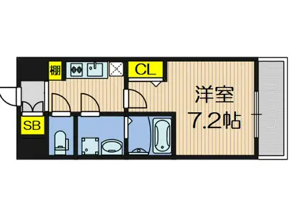 レジュールアッシュ桜宮エクシード(1K/2階)の間取り写真