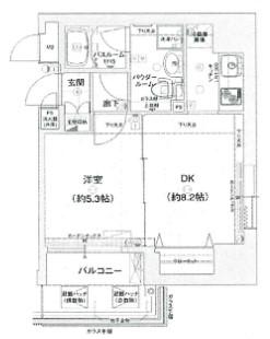 エグゼレジデンスタワー(1DK/18階)の間取り写真
