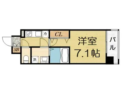 ワールドアイ難波南PORTA(1K/10階)の間取り写真