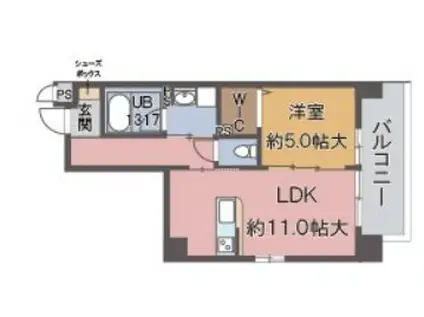 ラ クレシェンテ(1LDK/7階)の間取り写真
